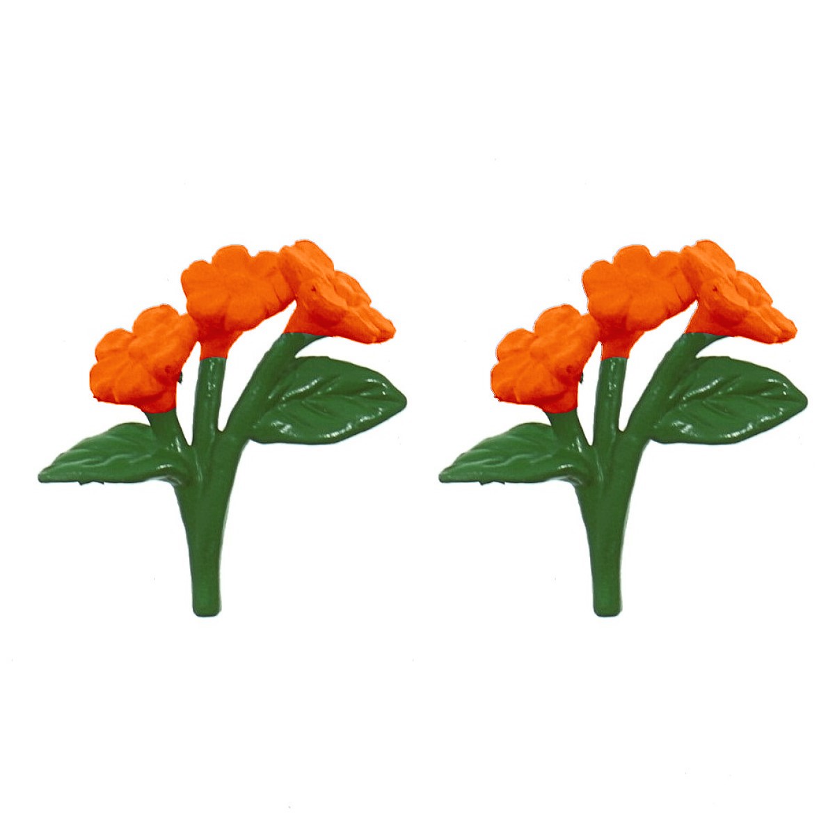 Miniatura floare din plastic portocalie 2 5x2 5cm 2 set 389811