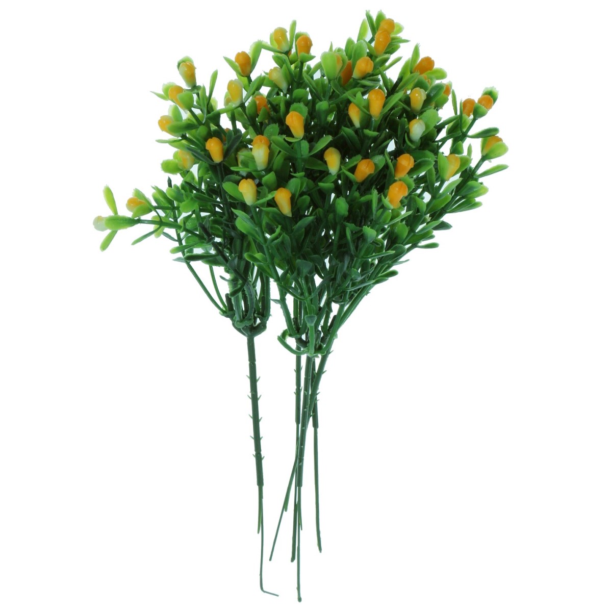 Floare plastic bobite si frunze portocaliu 5mm 5 ramificatii 22cm 5 set