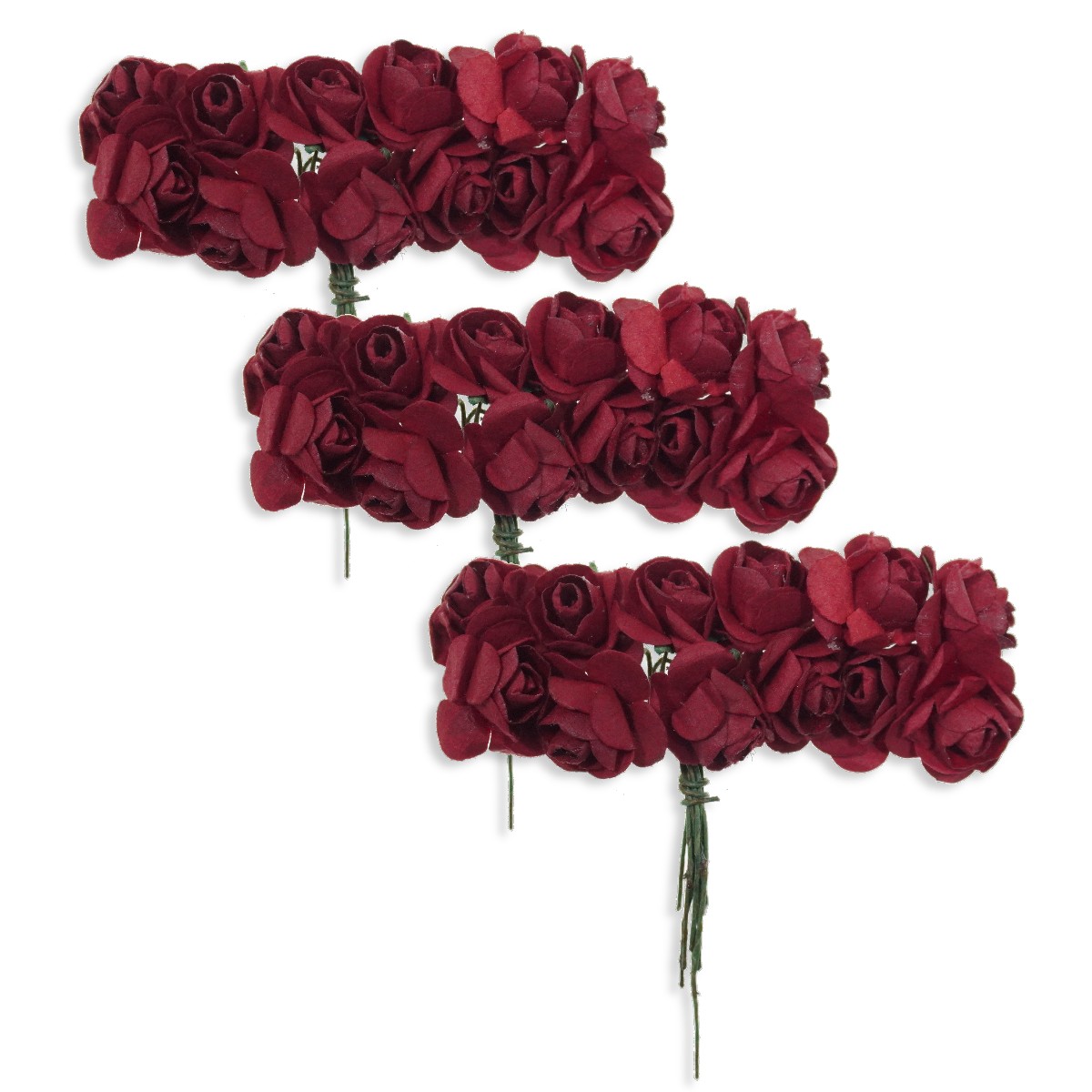 Trandafir hartie rosu vin 2cm 3x12 fire set