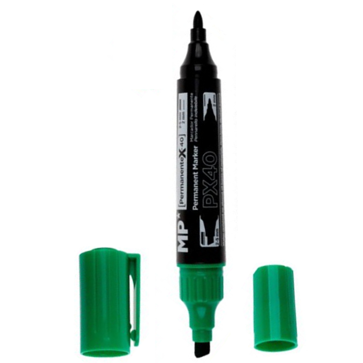 Marker permanent 2 capete varf rotund si tesit 2mm 2-5mm MP PE464V-S verde