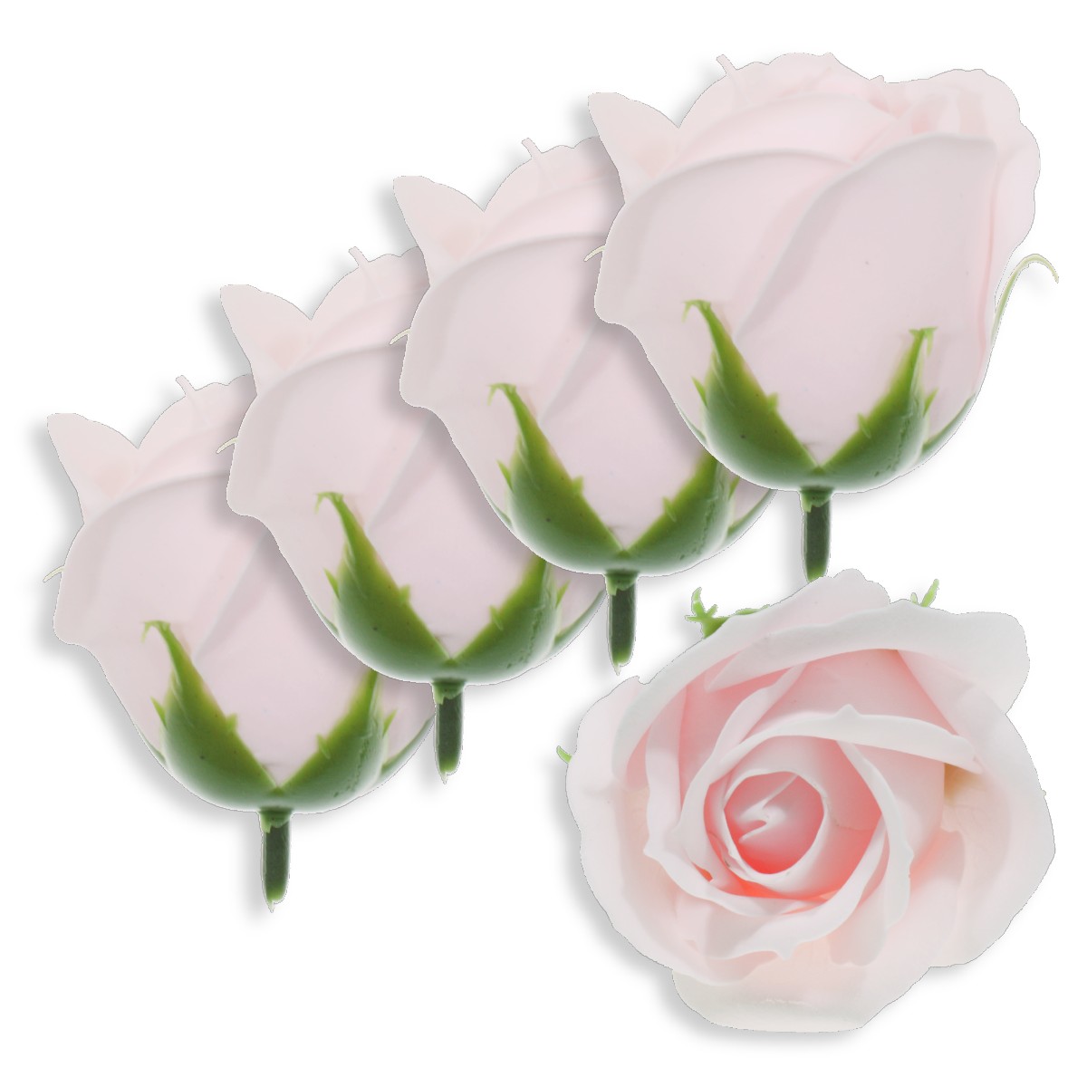 Trandafir din sapun roz deschis 5cm cu tija din plastic 5 set