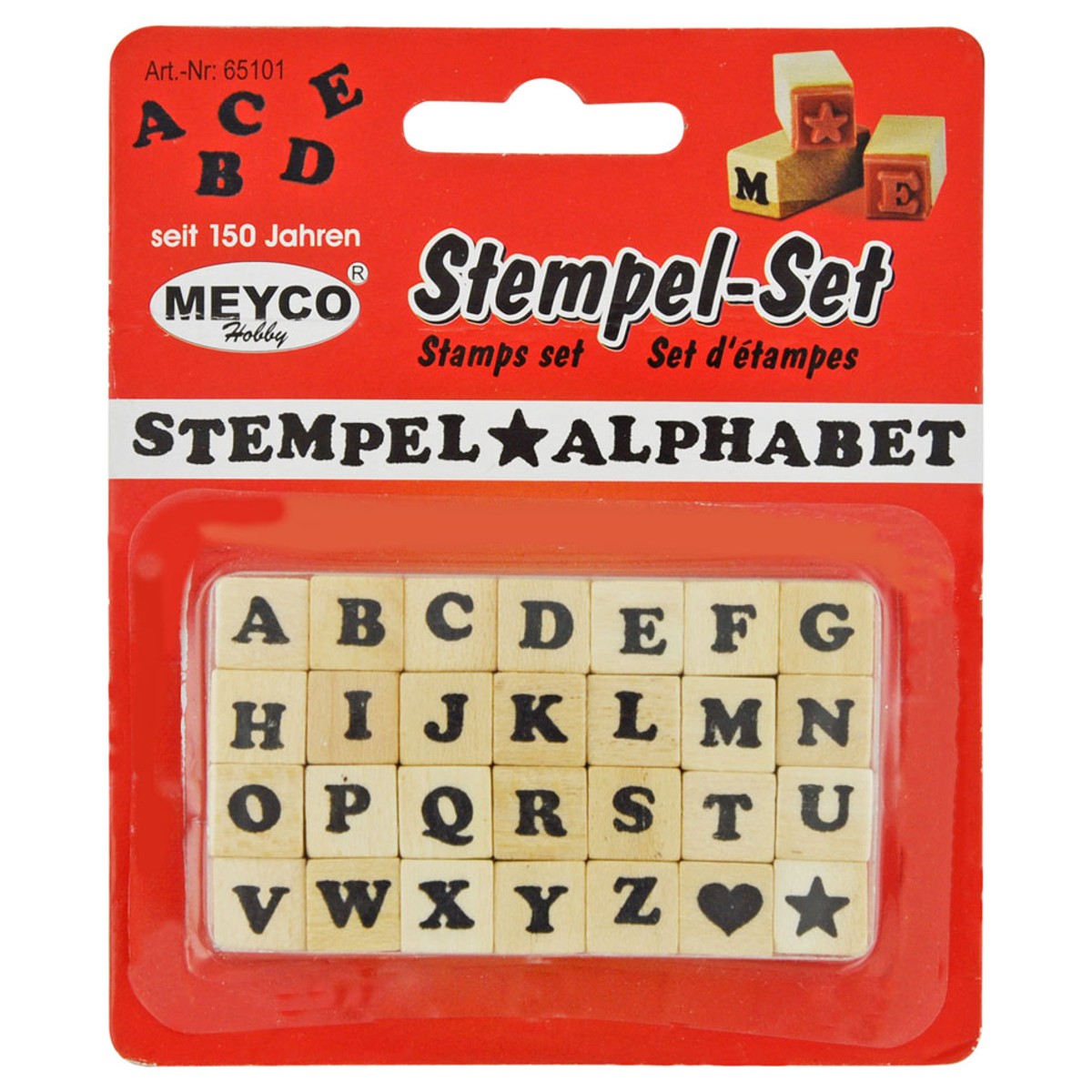 Mini stampile alfabet 1x1x2 4cm 28 set Meyco 65101