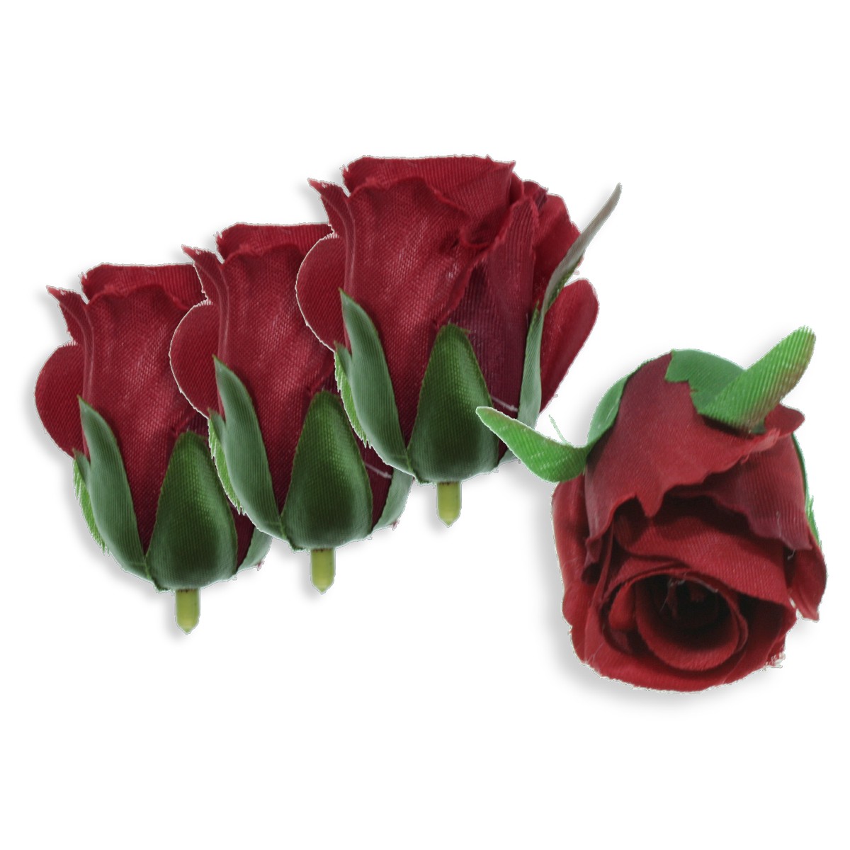 Cap trandafir boboc textil rosu 3 5x4 5cm 4 set
