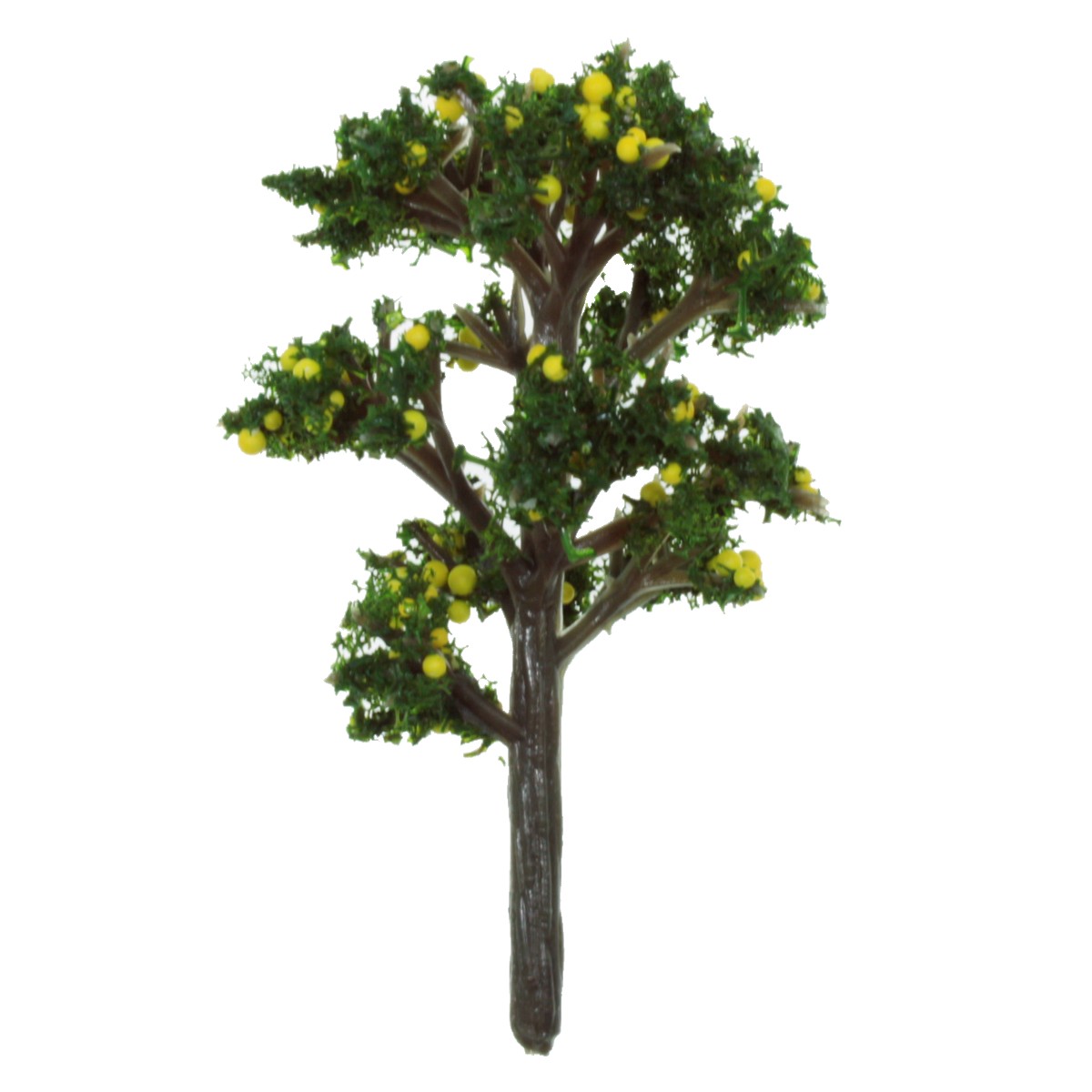 Miniatura copacel din plastic verde cu bobite galbene 7cm