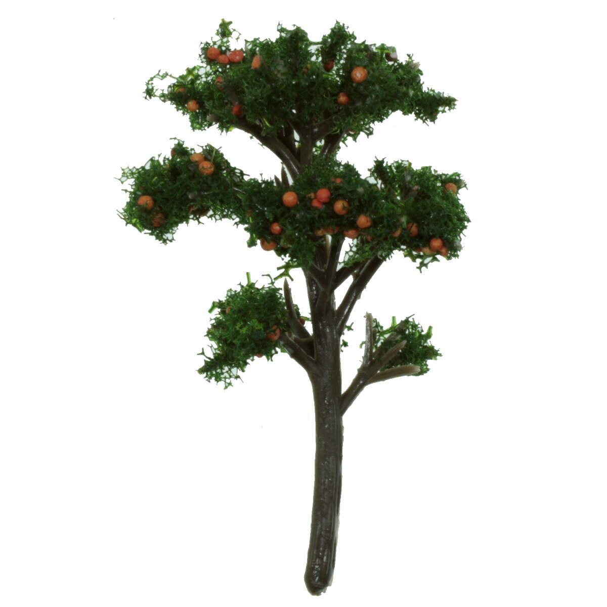 Miniatura copacel din plastic verde cu bobite portocalii 7cm