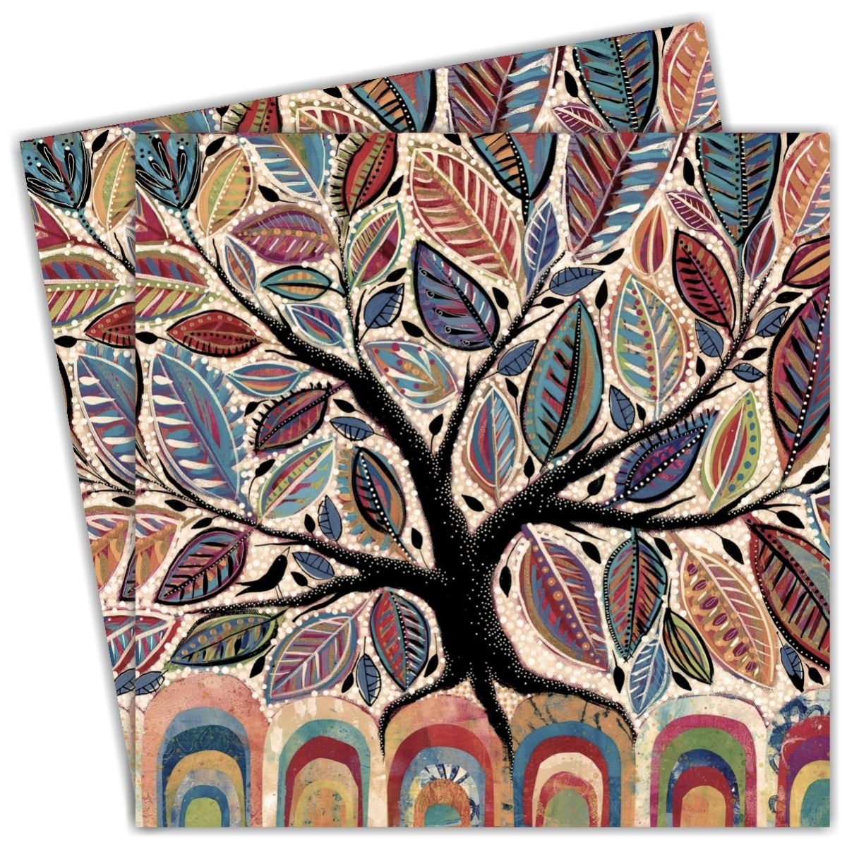Servetel copac cu frunze mozaic 33x33cm 2 set 133002449