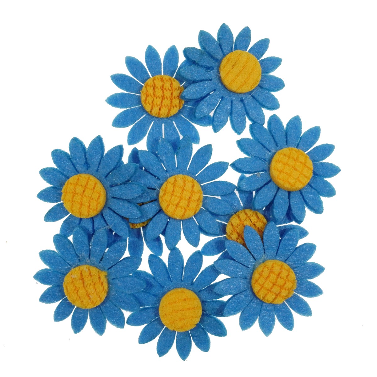 Floare pasla albastru galben cu adeziv 4cm 10 set