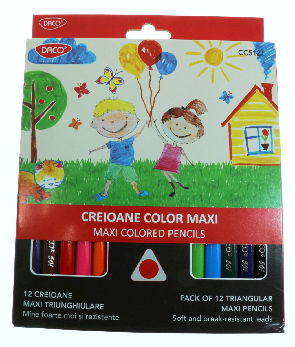 Creion color triunghiular maxi 12 set Daco CC512T