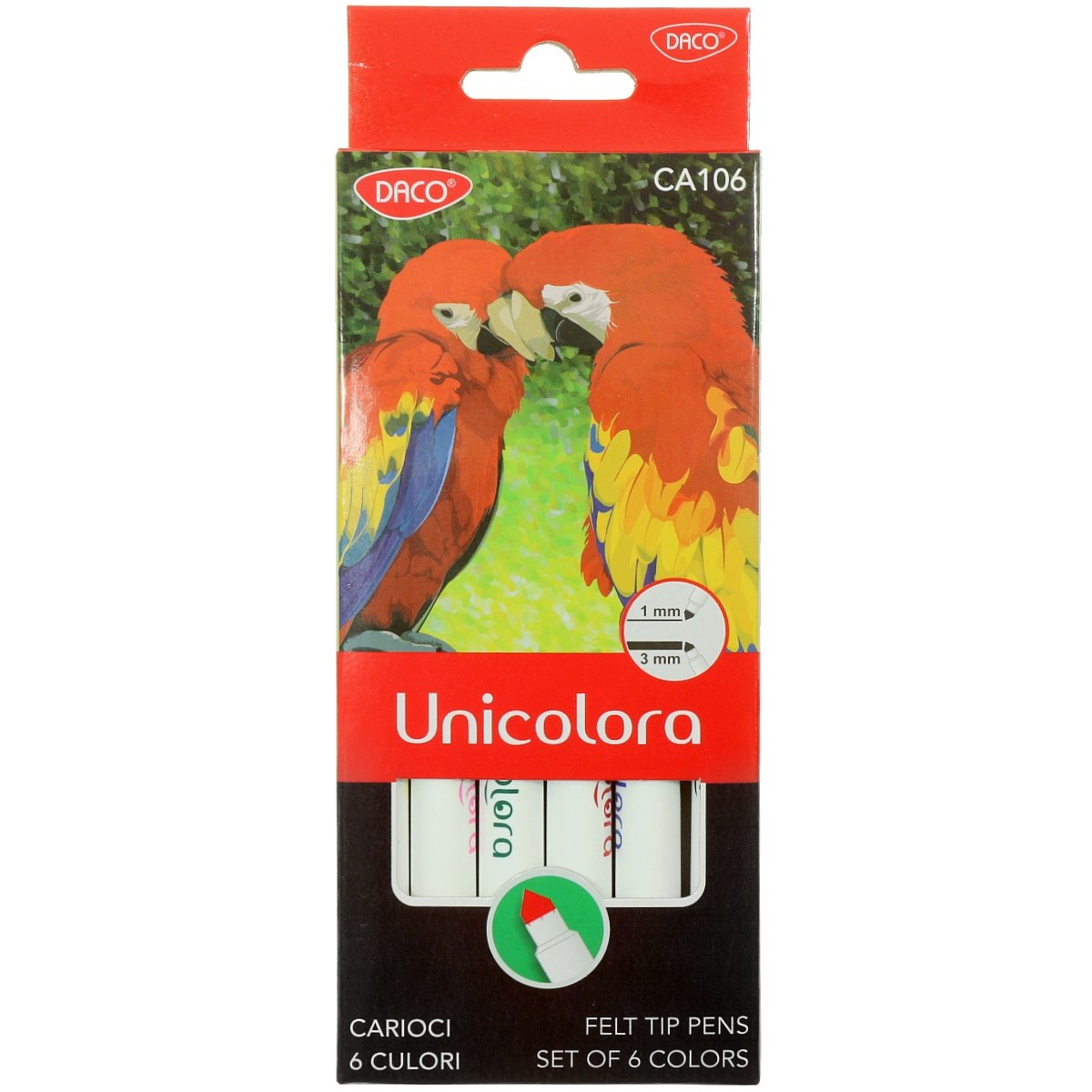 Carioca varf conic 6 culori set Daco Unicolora CA106
