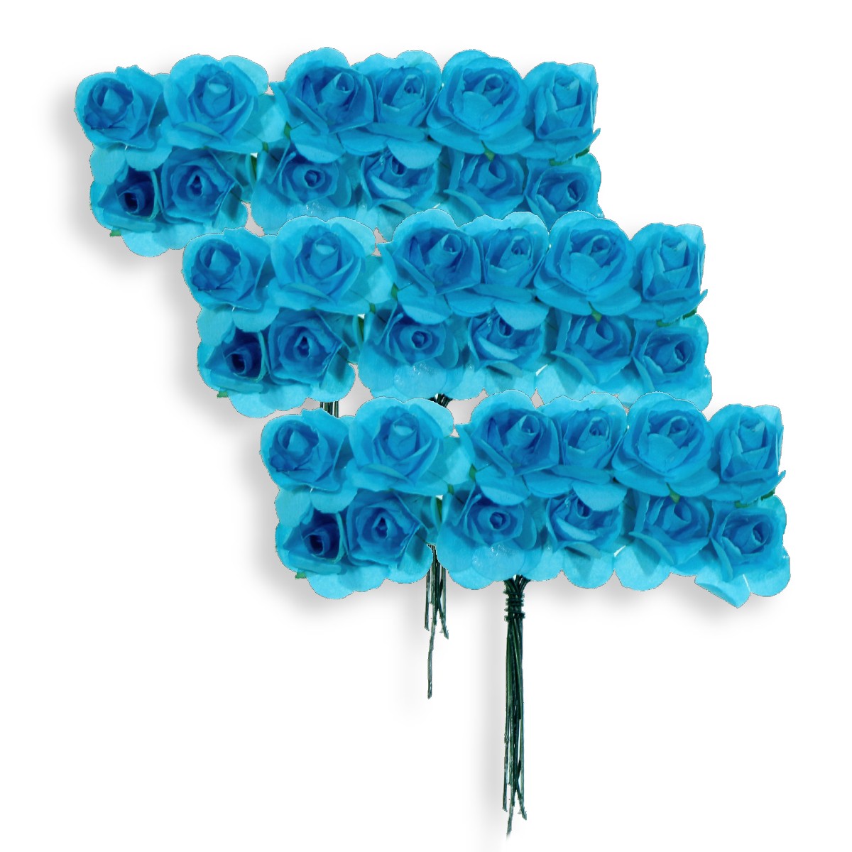 Trandafir hartie albastru turcoaz 2cm 3x12 fire set