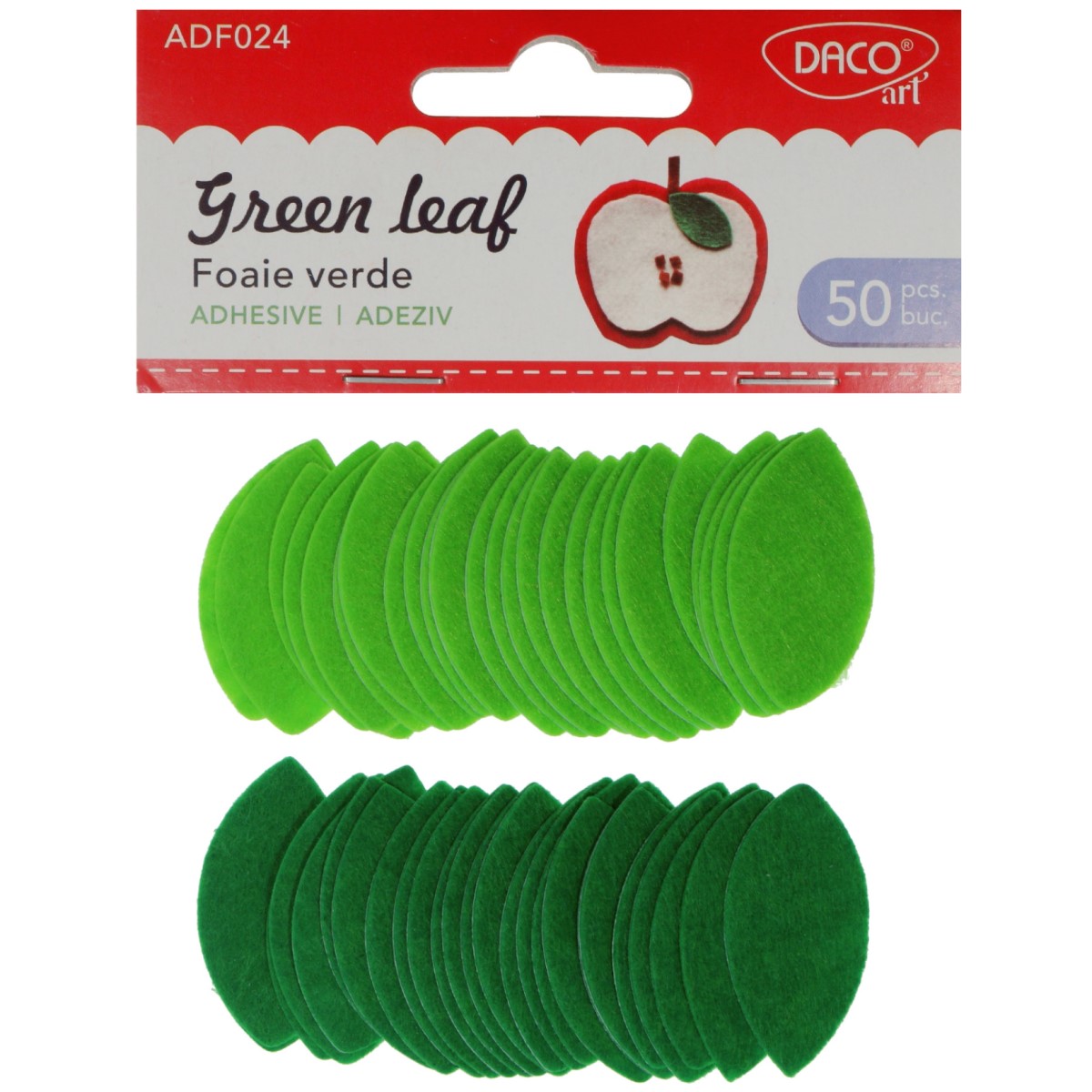 Frunza pasla verde si verde deschis cu adeziv 3cm 50 set Daco AD024