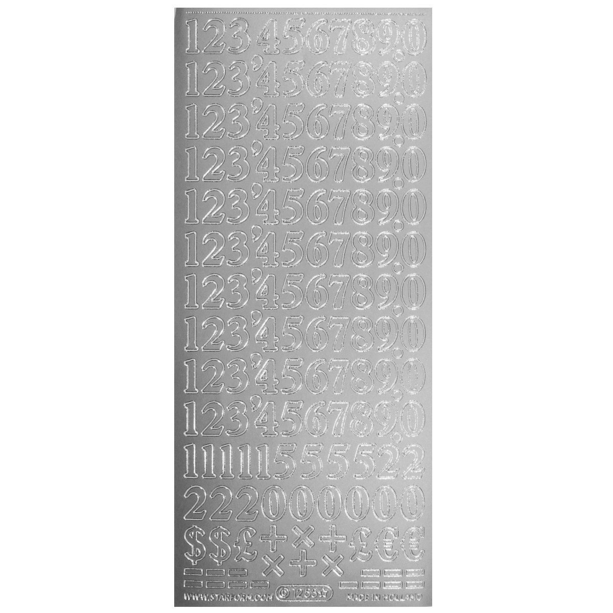 Abtibild argintiu cifre 10x23cm Meyco 25589