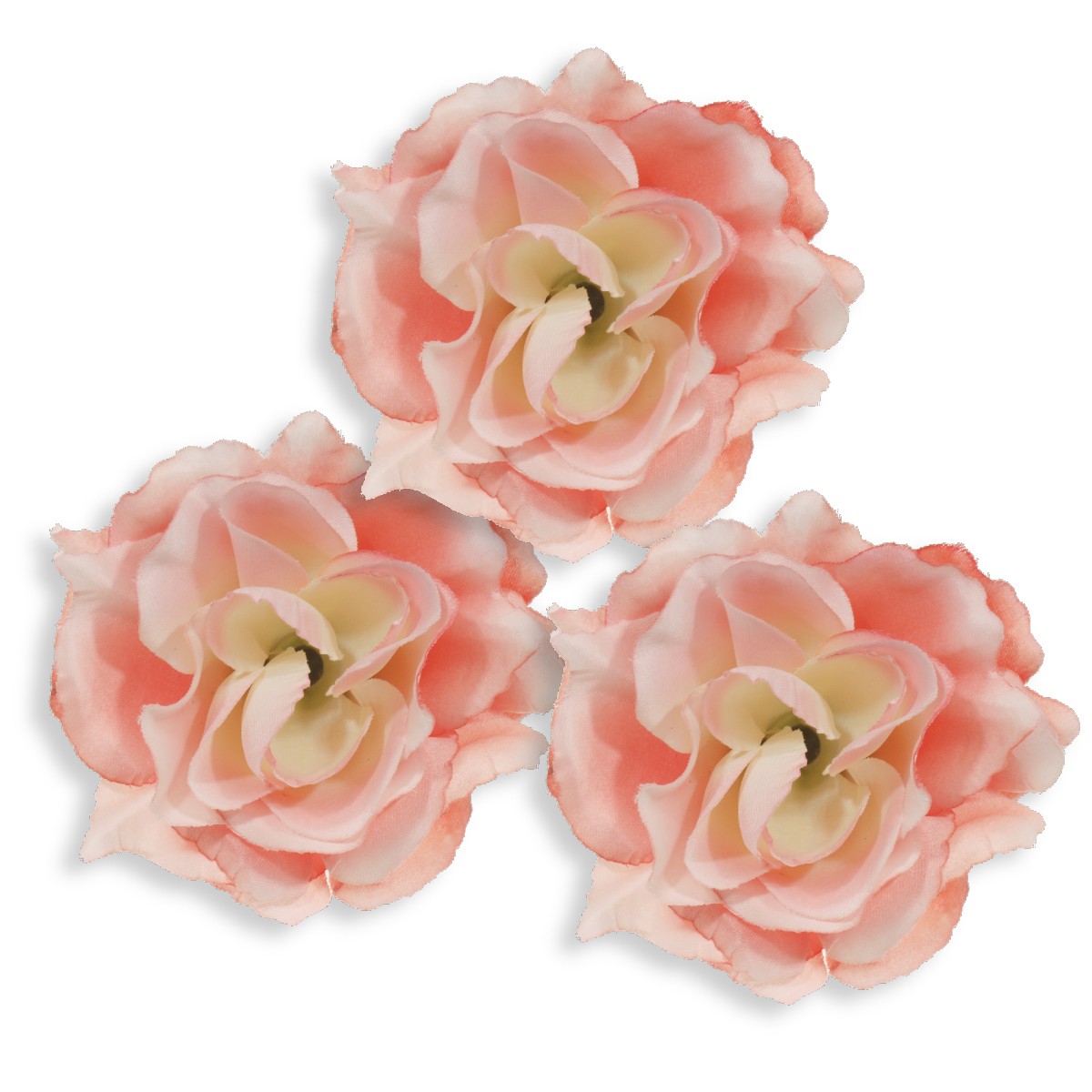 Cap trandafir gala textil roz somon 9cm 3 set SK72200 TIP 55