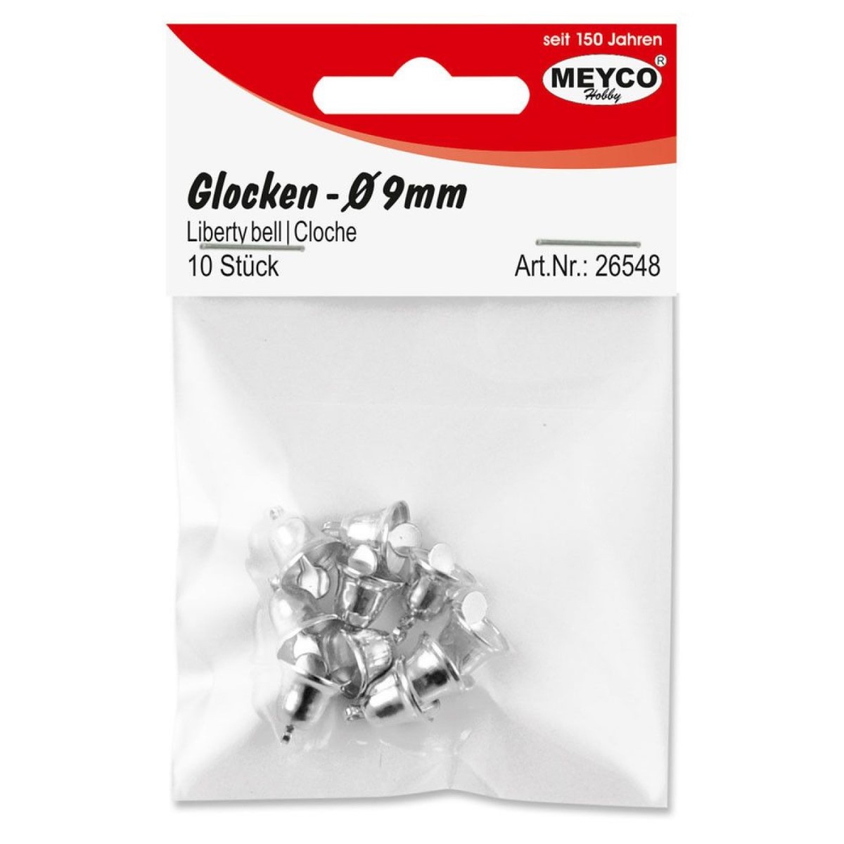 Clopotel argintiu 0 9cm 10 set Meyco 26548
