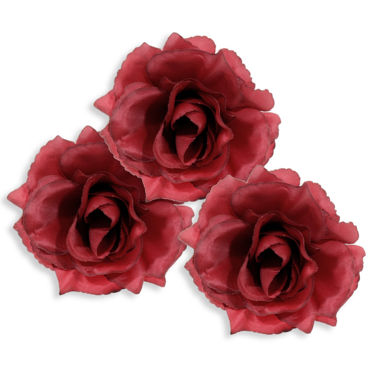 Cap trandafir gala textil rosu 9cm 3 set SK72200-51