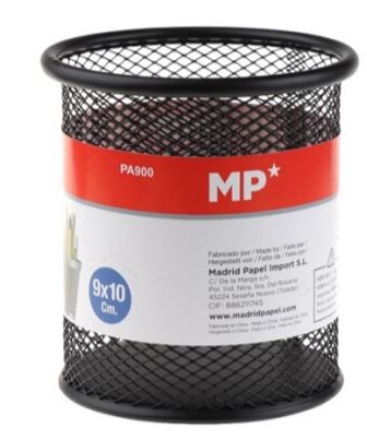 Suport metalic plasa model rotund negru pentru creioane 10x9cm MP PA900