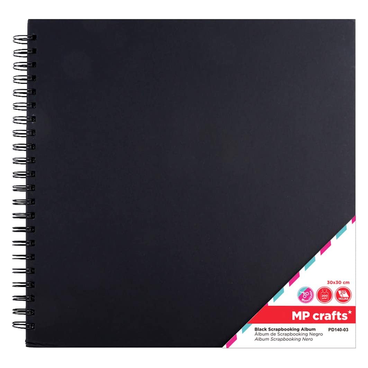 Album scrapbooking negru 30x30cm 200g 20 file MP Craft PD140-03