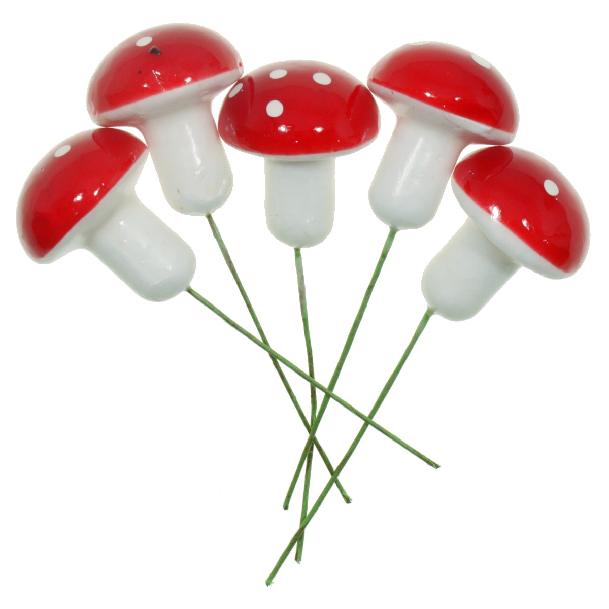 Ciuperca polistiren rosie cu buline 3x2 5cm 5 set
