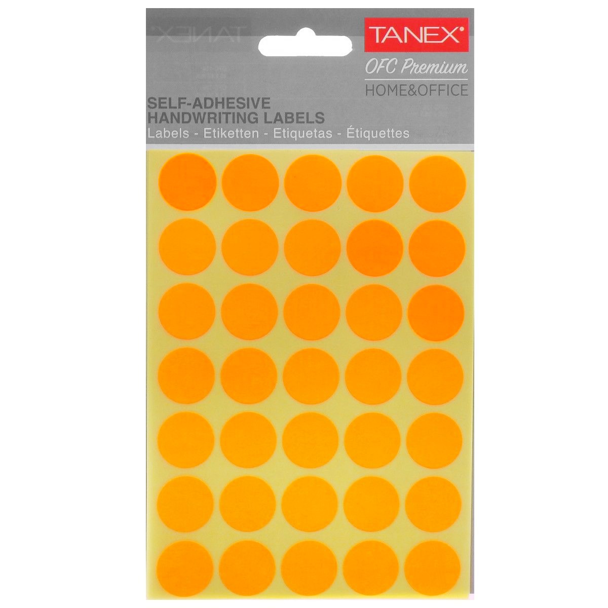 Etichete buline portocaliu neon 1 9cm 5 coli x 35buc set Tanex OFC-131