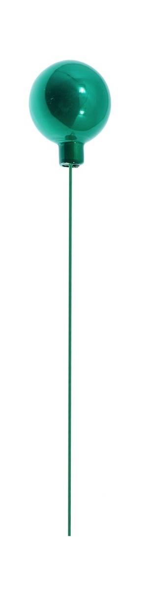 Glob sticla verde smarald lucios 4cm cu tija din sarma 20cm 113640-vsl