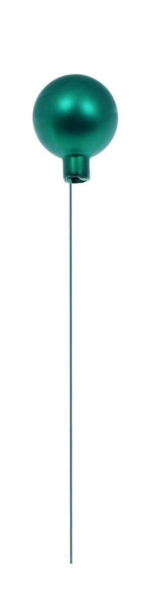 Glob sticla verde smarald mat 4cm cu tija din sarma 20cm 113640-vsm