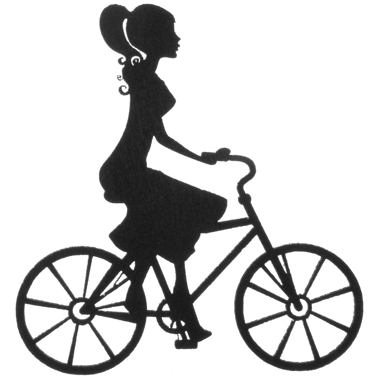 Fata pe bicicleta pasla neagra 15x13 5cm